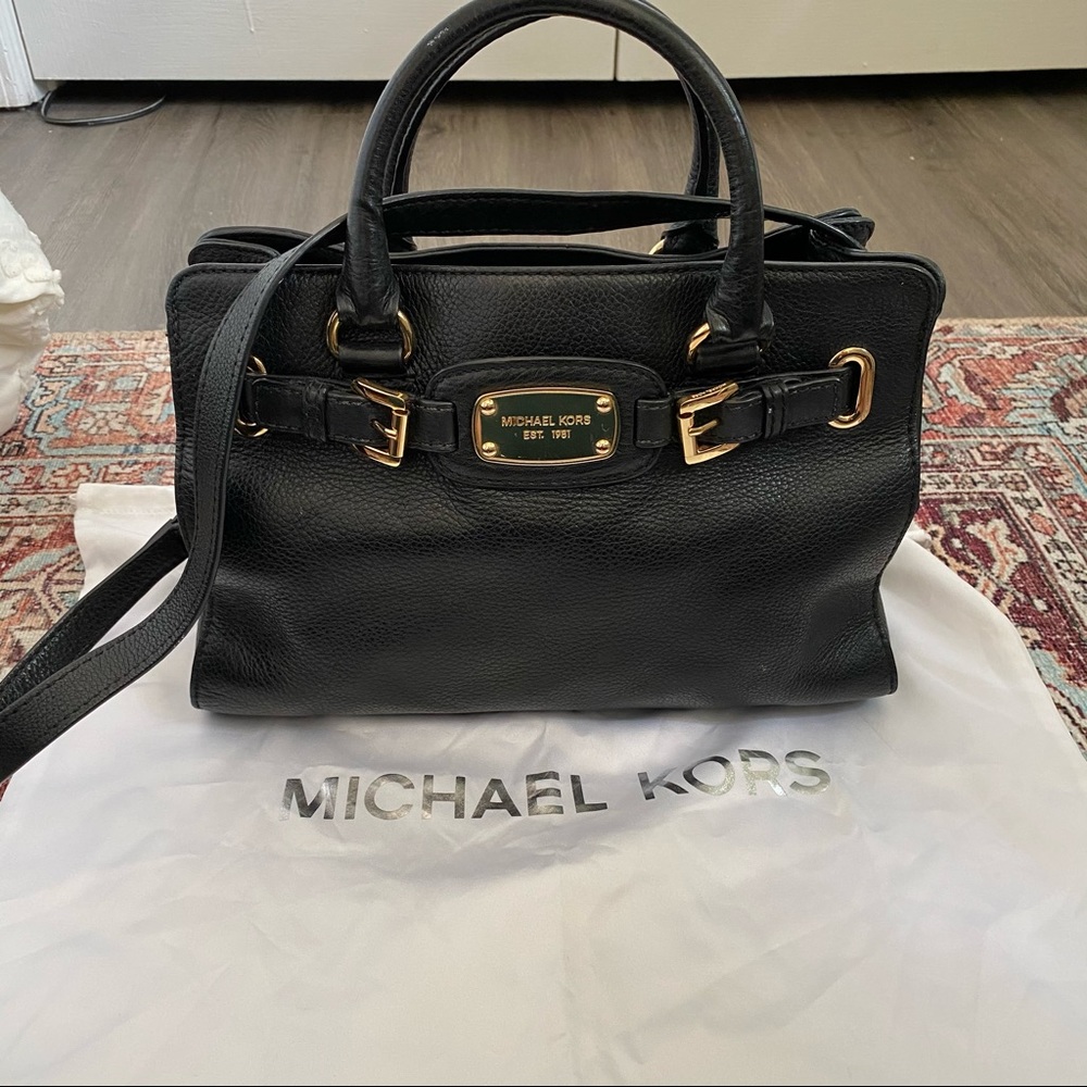 Michael Kors Hamilton Black Leather Tote